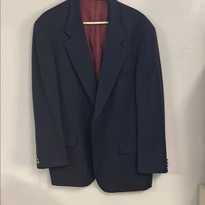 Black Sport Coat with Notched Lapels and Textured Fabric